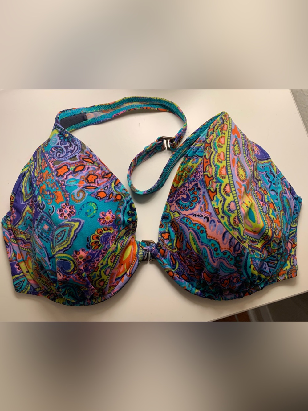 Victoria's Secret Turquoise and Multicolor Print swim top